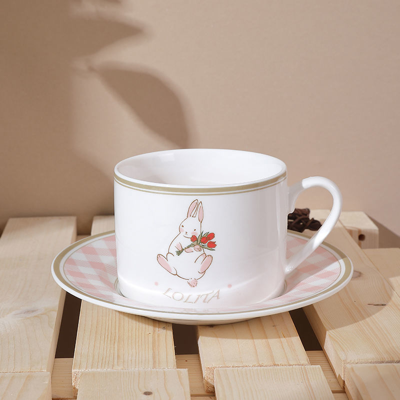 ins风韩国复古陶瓷咖啡杯碟套装下午茶水杯子女生高颜值可爱带勺