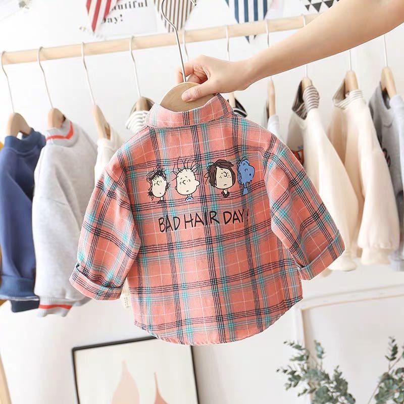 Children's wear boys' shirt 2022 new thin coat baby long sleeve shirt children's Plaid Shirt spring and autumn Korean version