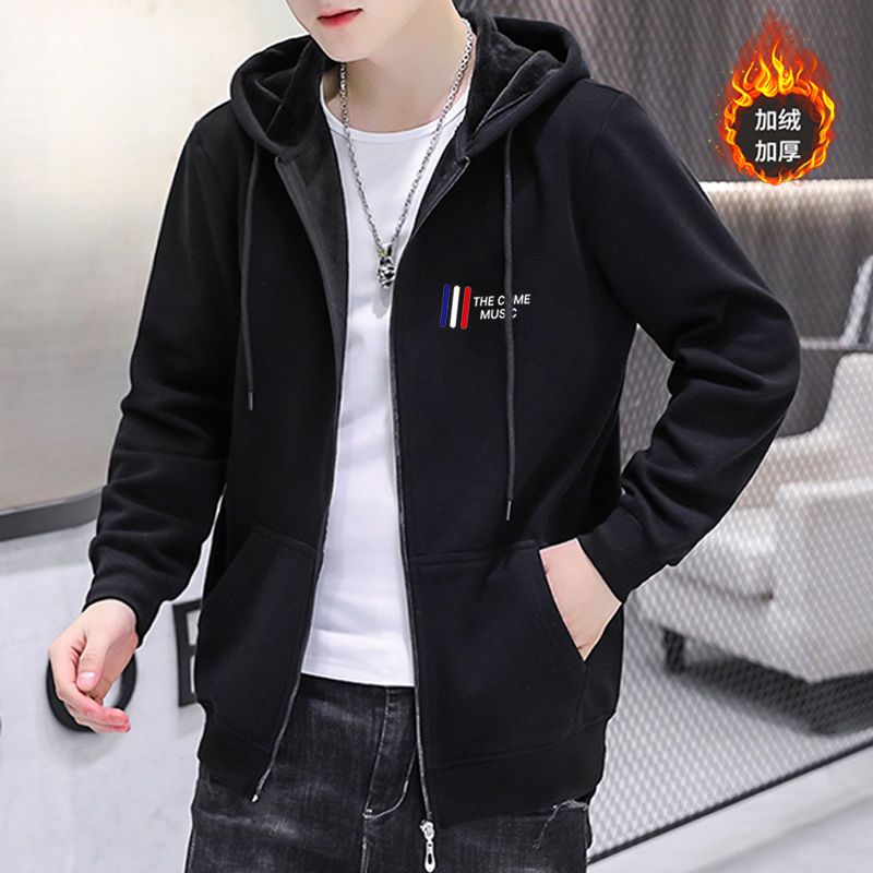 Cardigan Plus Size Plus Fleece Thick Sweater Men's Hooded Zipper Casual Loose Autumn and Winter Trend Top Jacket