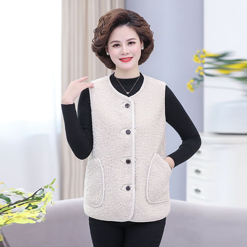 Middle-aged and elderly women's vest vest autumn and winter imitation cashmere vest middle-aged and elderly mothers wearing fur vest