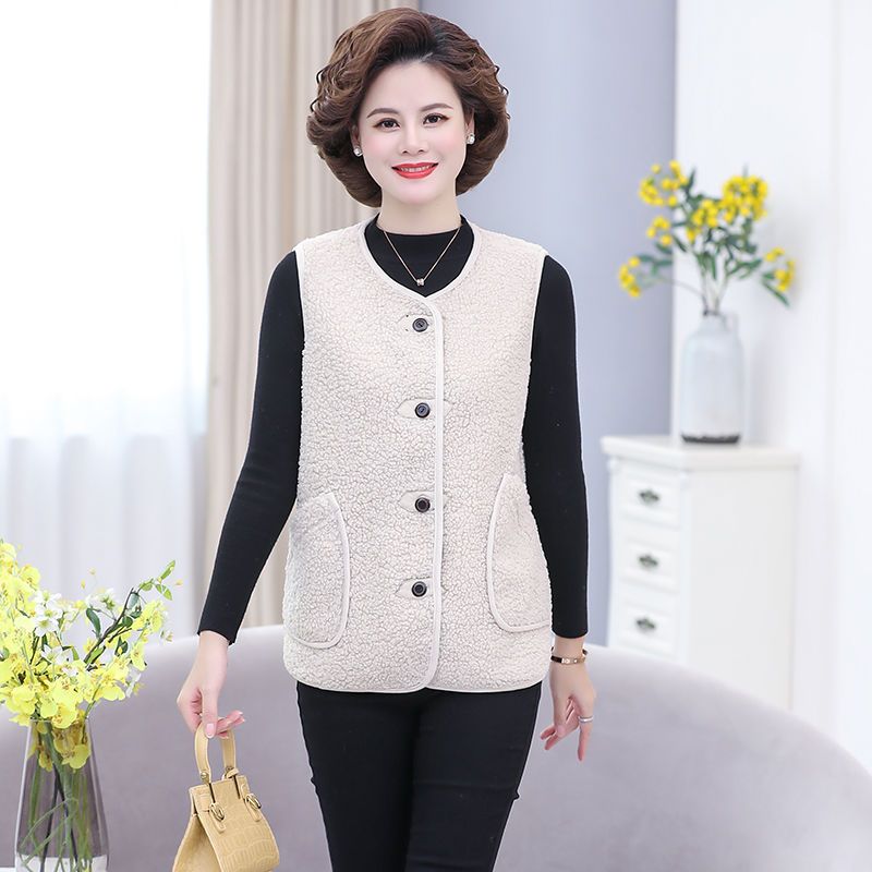 Middle-aged and elderly women's vest vest autumn and winter imitation cashmere vest middle-aged and elderly mothers wearing fur vest