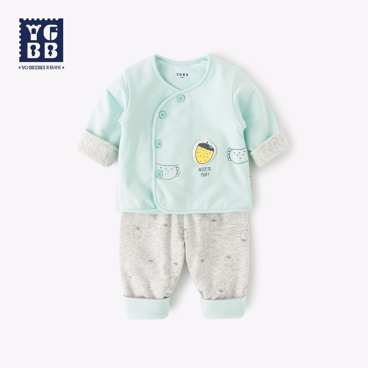 [39 grabs] Yingge Beibei male and female baby thin quilted suit 0-6 years old children's clothes going out two-piece set