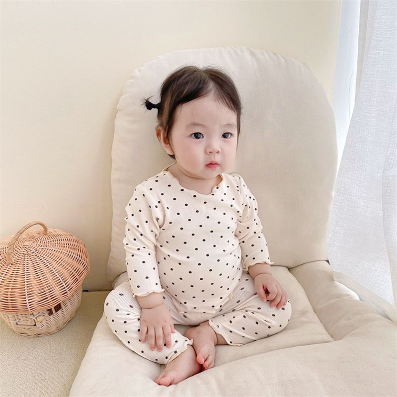 Baby pajamas set spring and autumn long-sleeved baby modal cotton thin home clothes girls summer air-conditioned clothes two-piece set