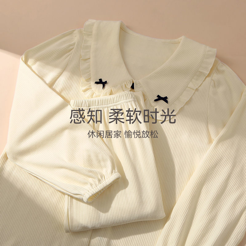 Pure cotton pajamas women's spring and autumn thin section long-sleeved cardigan student Korean version loose 2021 new home service suit winter