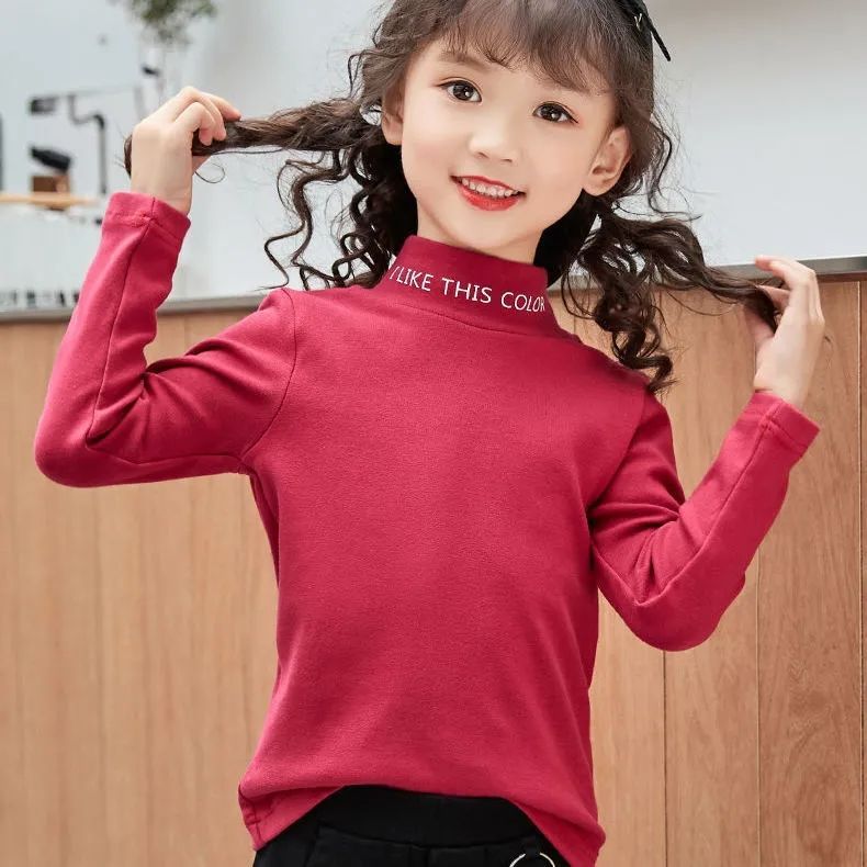 Double-sided German velvet half turtleneck bottoming shirt for women in spring and autumn, autumn and winter brushed mid-collar, pile collar, medium-sized children's long-sleeved trendy