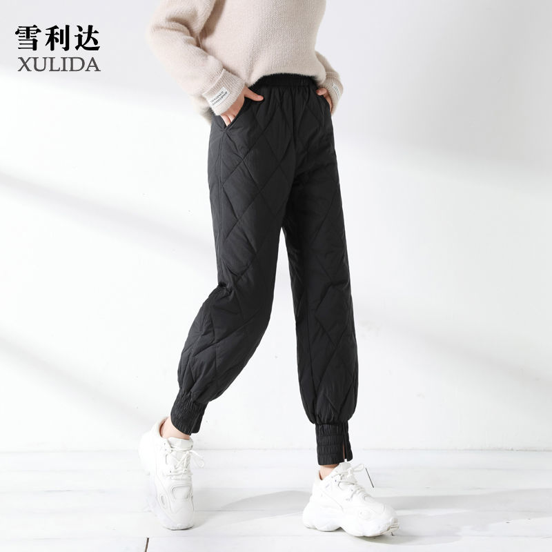 冬季新款羽绒裤女外穿时尚防风宽松高腰鸭绒加厚保暖显瘦女士棉裤