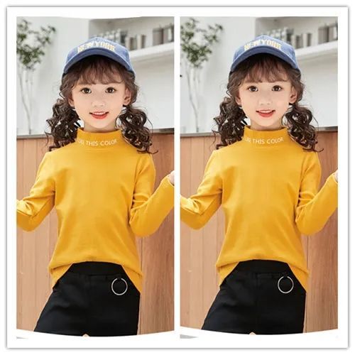 Double-sided German velvet half turtleneck bottoming shirt for women in spring and autumn, autumn and winter brushed mid-collar, pile collar, medium-sized children's long-sleeved trendy