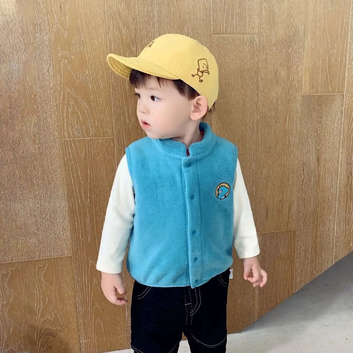 Children's vest autumn and winter outerwear thickened waistcoat female baby plus velvet warm vest male baby foreign style small vest