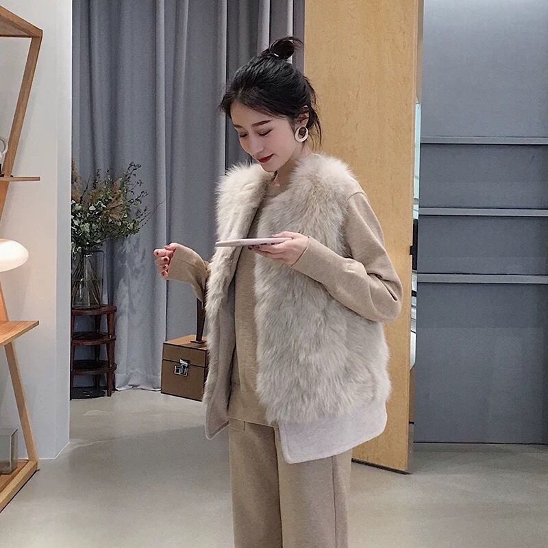 Fur vest 2022 new autumn and winter Korean version imitation fox woolen vest furry thin short coat women's clothing