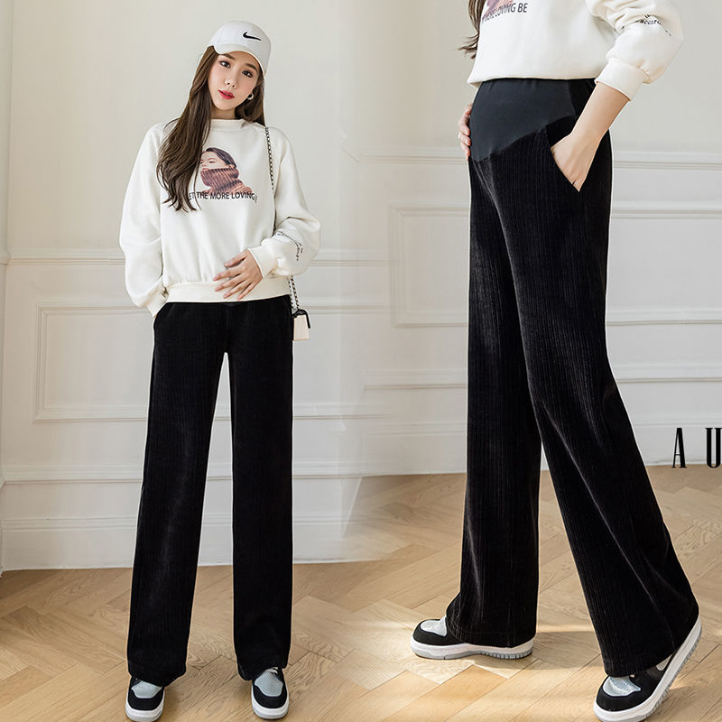 Pregnant women's pants spring and autumn Korean style fashion outerwear pregnant women wide-leg pants casual all-match loose autumn and winter clothes pregnant women's pants