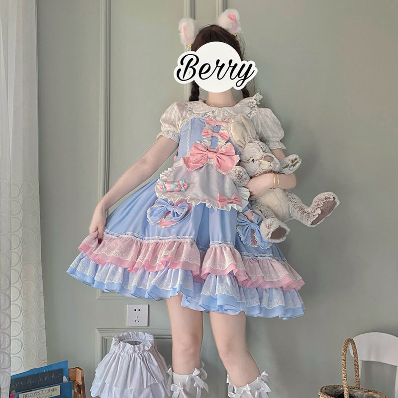 韓菇涼{現貨}~原創設計可可物語Lolita洛麗塔洋裝吊帶jsk連衣裙女