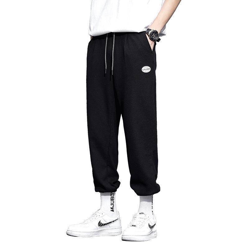 Waffle pants men's new trendy versatile loose student casual sports trousers Korean style straight leg leggings sweatpants