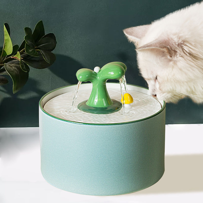 Cat water dispenser mobile ceramic water dispenser dog feeding water bowl automatic circulation filter cat drinking water supplies