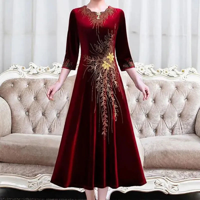 婚礼服妈妈装洋气宴会装长款2021新款显瘦连衣裙