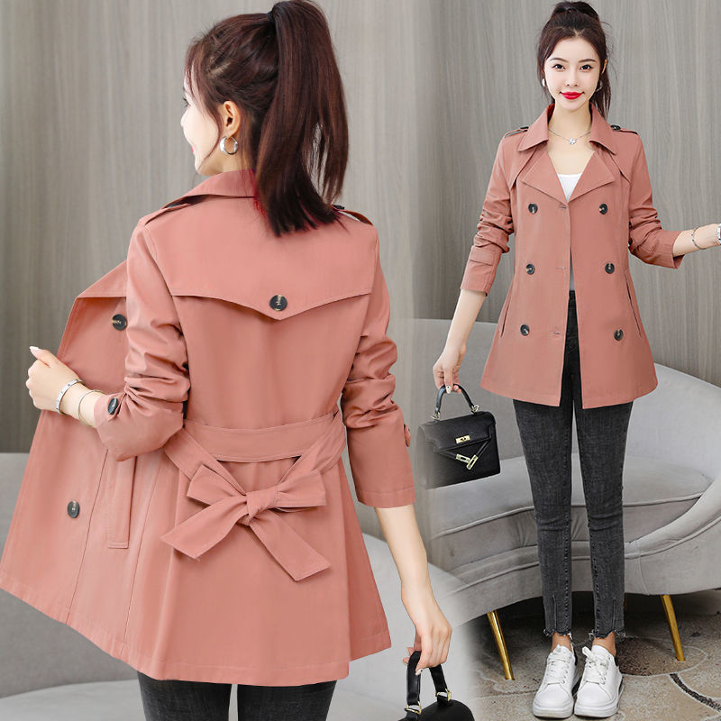 [with lining/good quality] windbreaker women's short coat spring and autumn Korean version slim and small drapey windbreaker popular