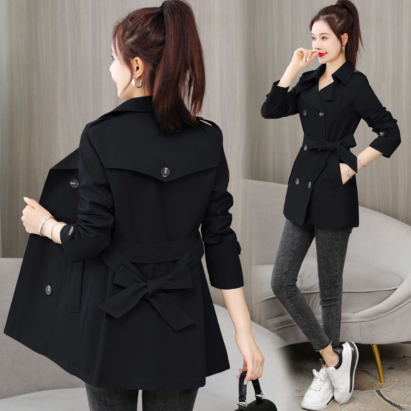 [with lining/good quality] windbreaker women's short coat spring and autumn Korean version slim and small drapey windbreaker popular