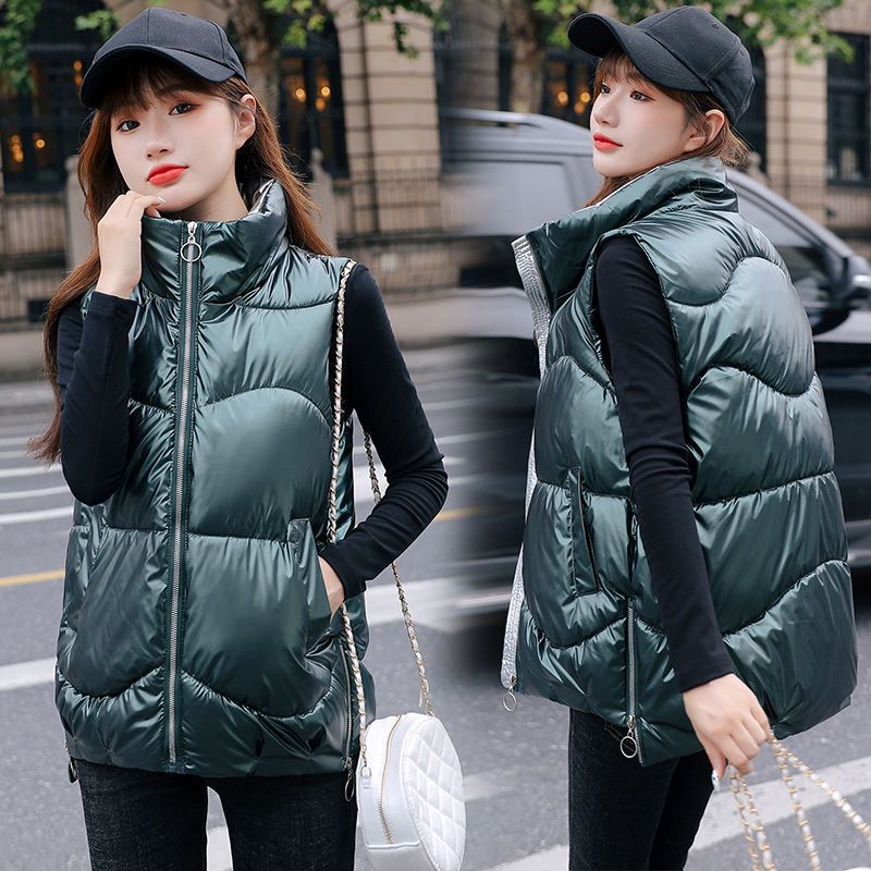  autumn and winter short down cotton stand collar Korean version all-match large size vest women's outerwear loose slim waistcoat