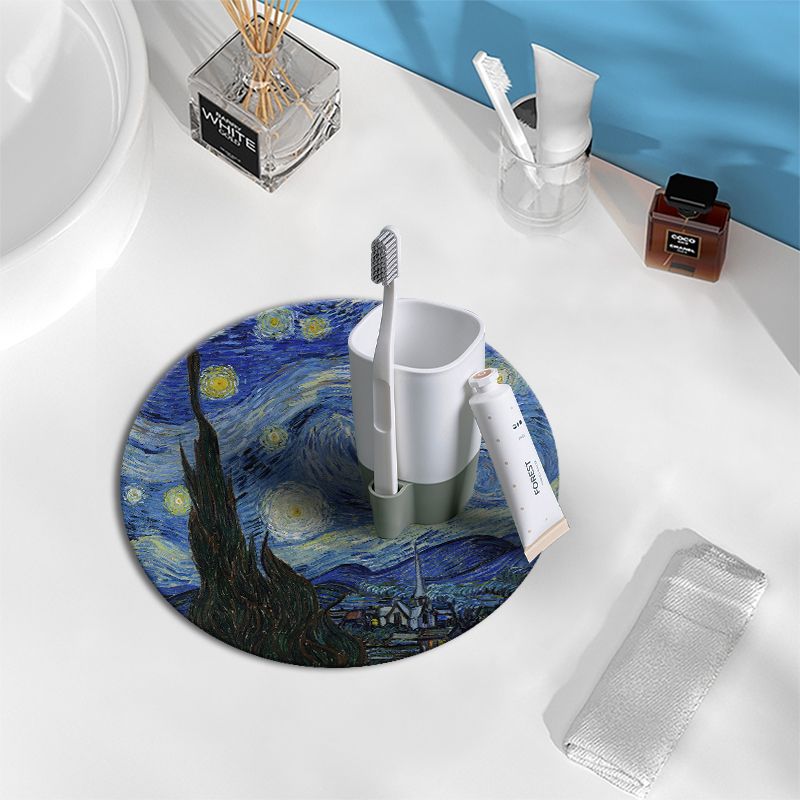 梵高硅藻泥洗手台吸水垫洗漱台杯垫硅藻土垫子卫生间皂托香皂速干