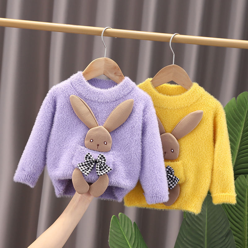 女童针织可爱卡通外套2021春秋新款洋气儿童毛衣0-5岁3女宝宝冬装