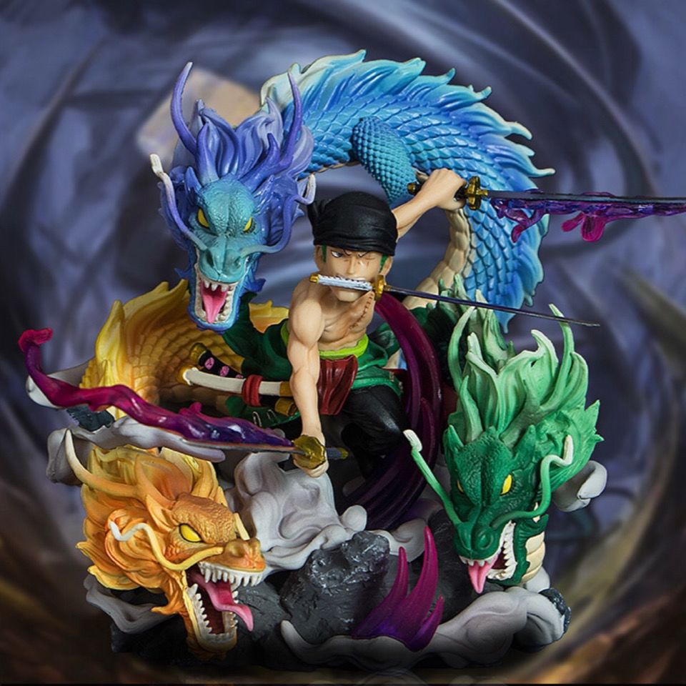 海贼王 gk 三刀流 三头龙索隆 最强龙卷风手办模型摆件q版