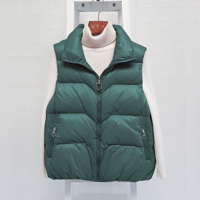 Down cotton vest women's short style  new autumn and winter Korean version loose all-match stand-up collar vest vest waistcoat jacket