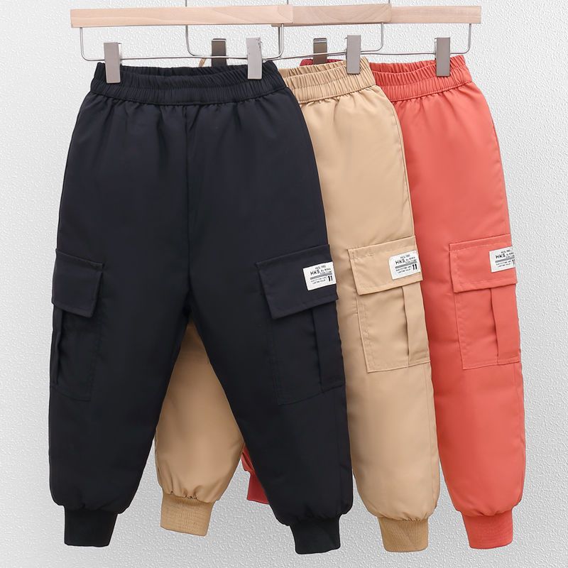 Children's down pants boys and girls small and medium-sized children's outerwear winter thickened warm baby high waist tooling cotton pants