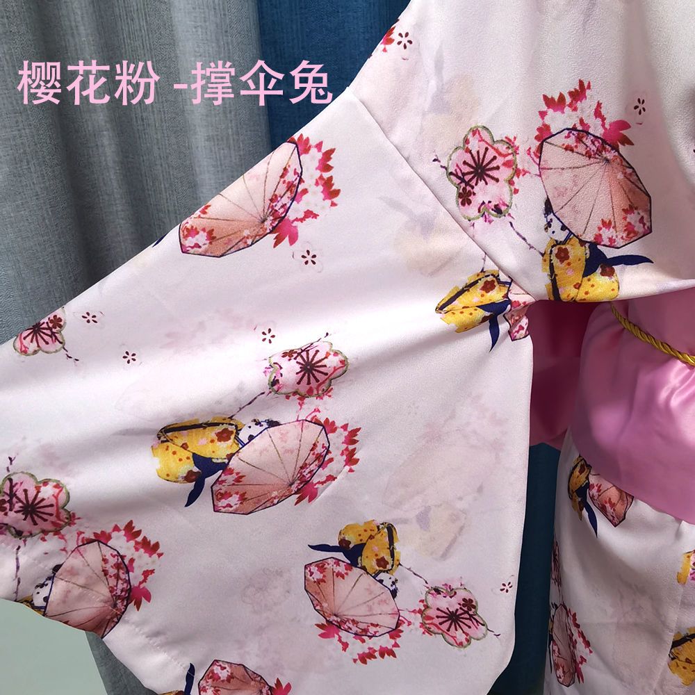 日系日式甜美可爱复古中长款绑带改良和服女振袖学生连衣裙礼服潮 虎窝拼