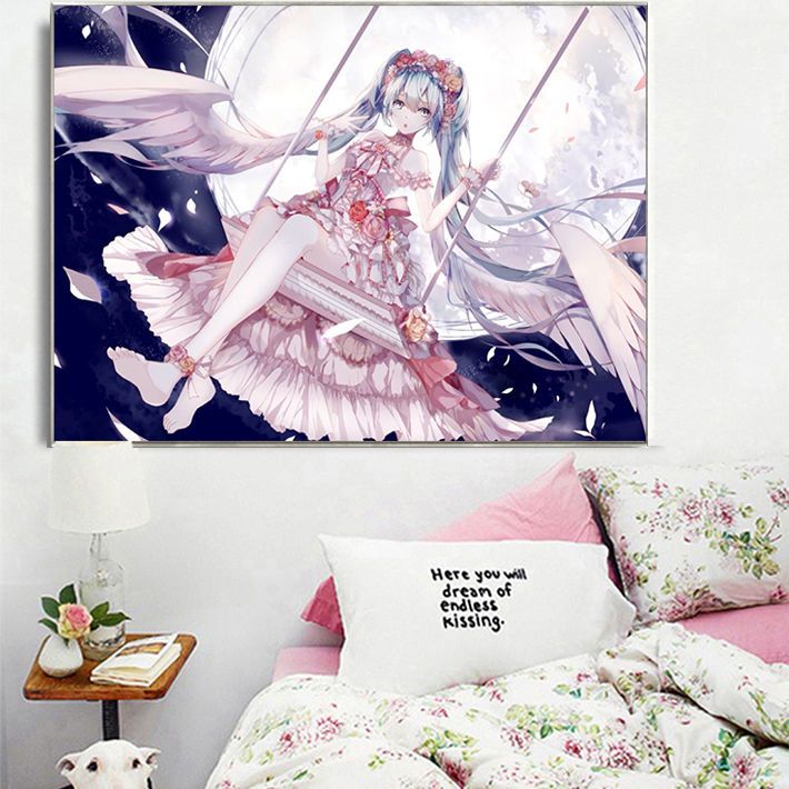 5d钻石画满钻新款女孩客厅卧室点贴钻十字绣初音未来唯美人物卡通