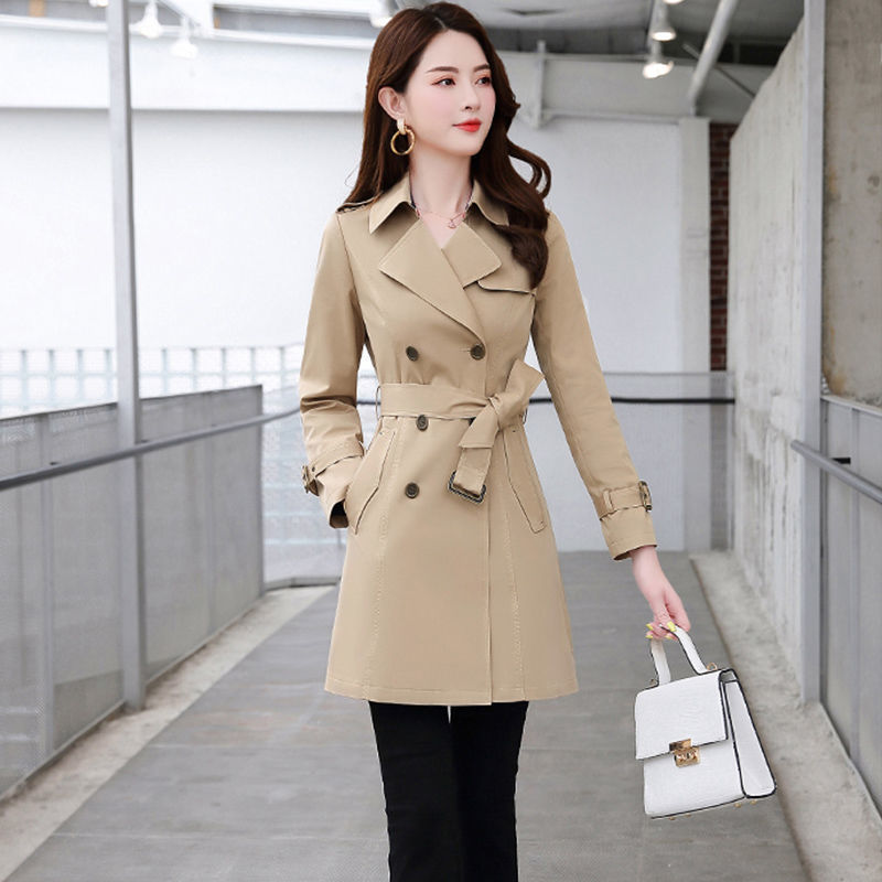 Windbreaker women's middle and long short 2022 this spring and autumn women's wear new British style temperament popular high-end coat