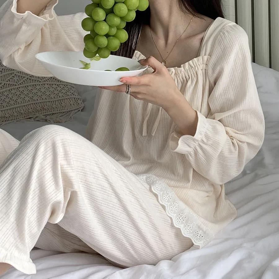 睡衣女2021新款春秋套裝長袖韓版甜美可愛少女公主風秋冬季家居服