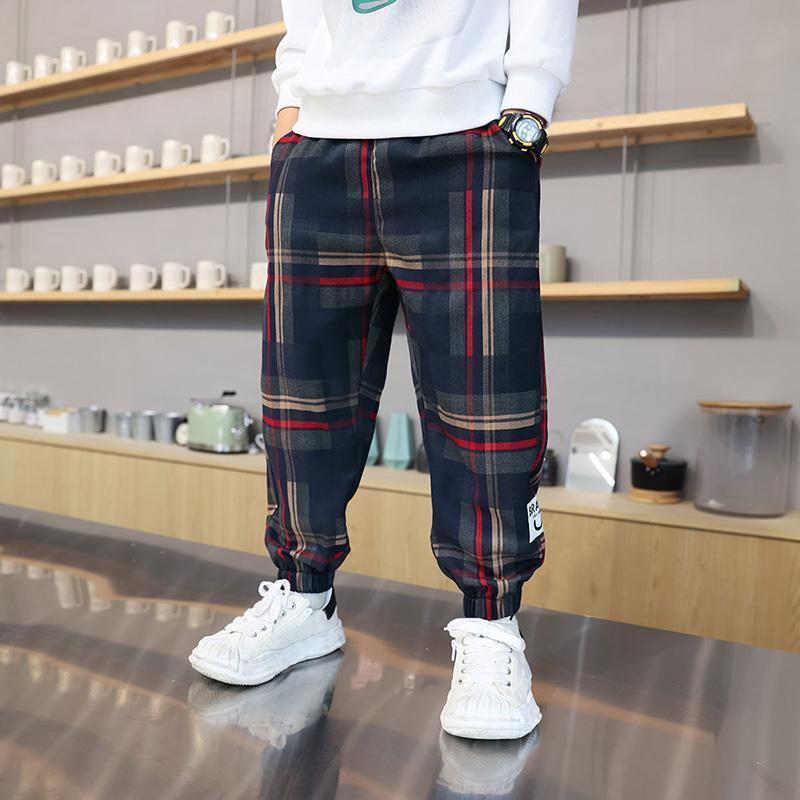 75644-男童裤子2021秋季新款中大童百搭休闲裤儿童宽松洋气韩版格子裤潮【9月23日发完】-详情图