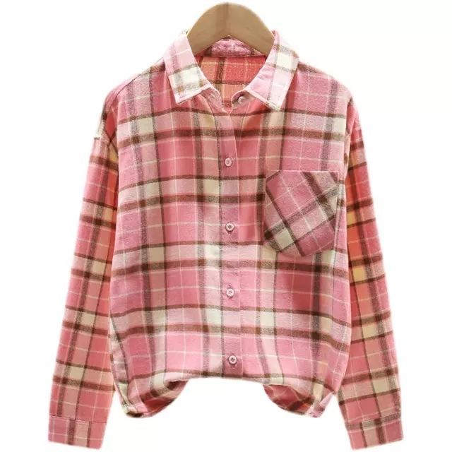 Girls' shirt spring and autumn new big children's thin shirt jacket middle school students plaid brushed jacket foreign style