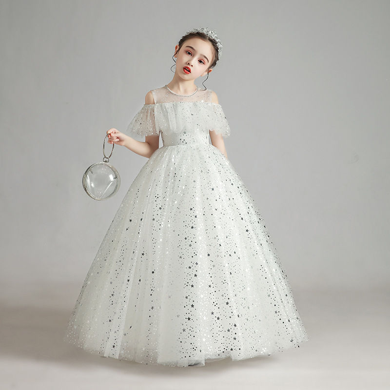 Children's Dress New Arrival Direct Selling Girls Puffy Yarn Flower Girl Wedding Dress Piano Performance Costume Catwalk Evening Dress Princess Dress