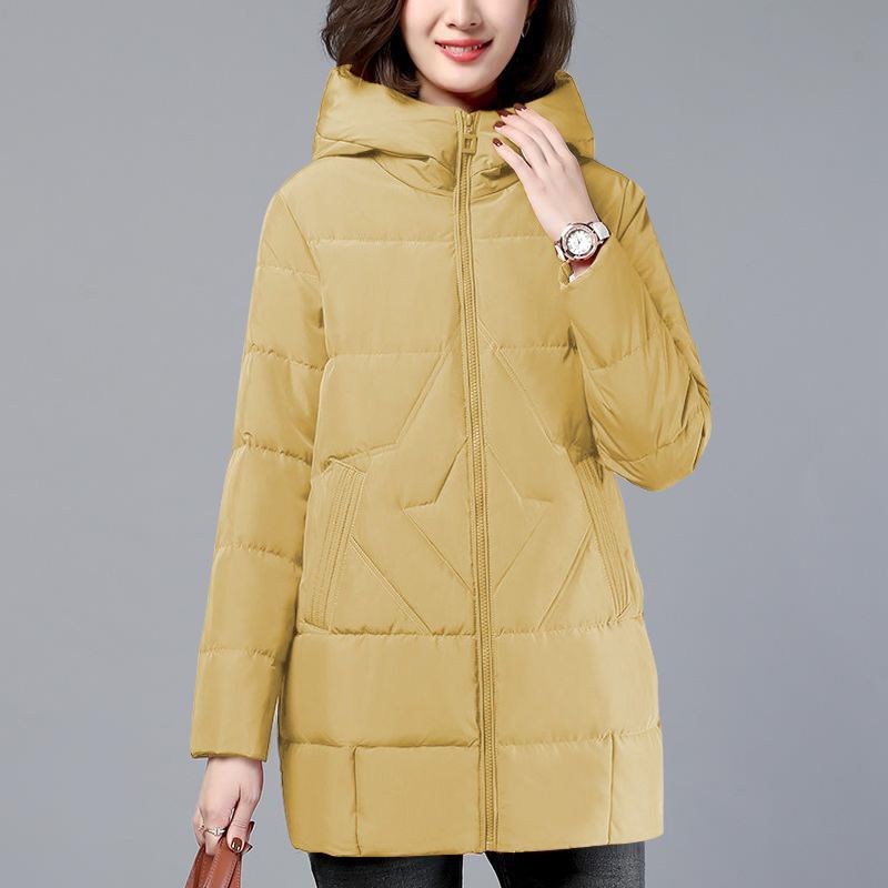 2021新款棉服女中长款韩版宽松加厚棉衣大码外套冬季简约连帽