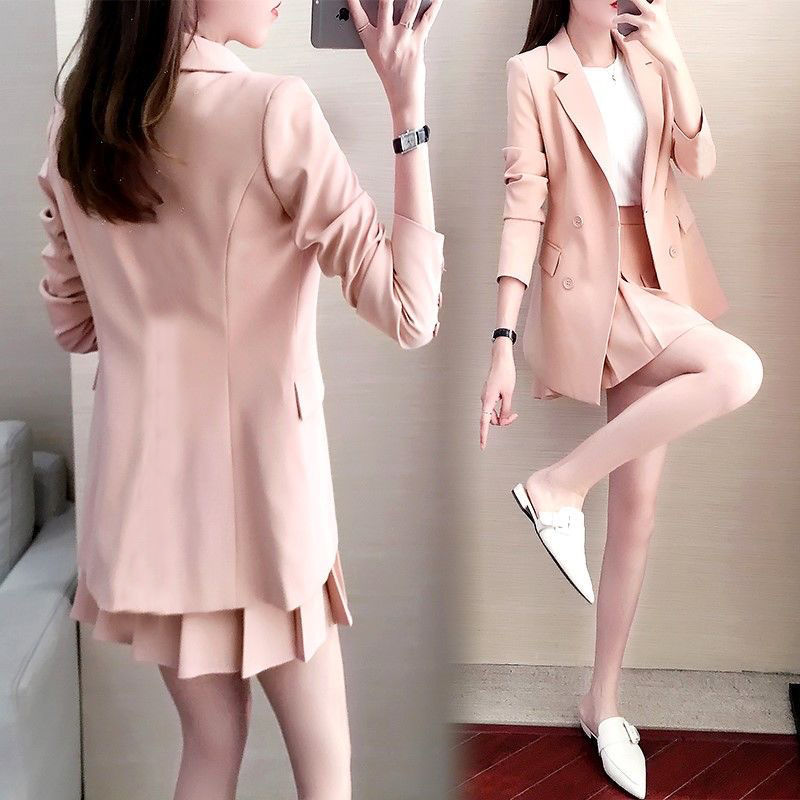 单/套装 春装时尚洋气套装女2023新款气质韩版小香风西装两件套女