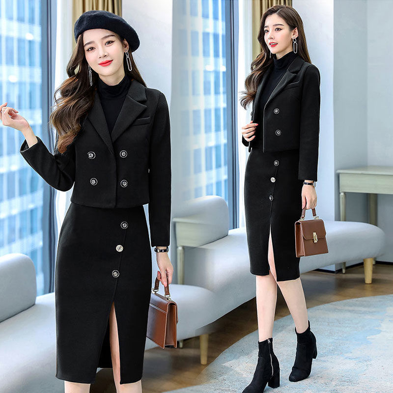 Single/Suit Hip-packed dress short coat fashion suit 2022 autumn new foreign style skirt two-piece trendy