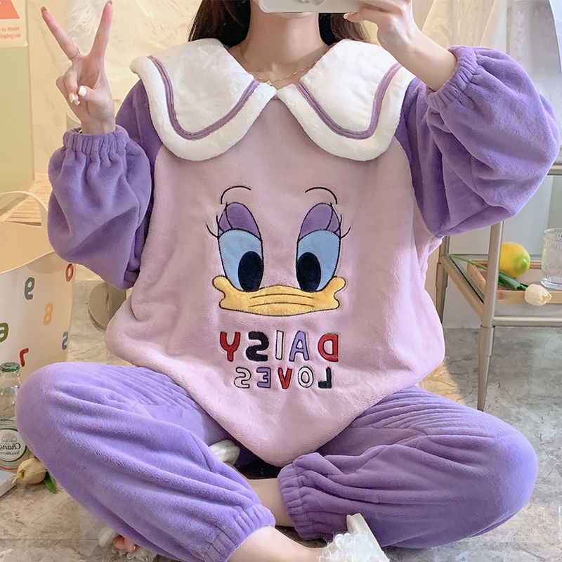 睡衣女秋冬季法蘭絨韓版甜美可愛公主風珊瑚絨加厚保暖套裝家居服