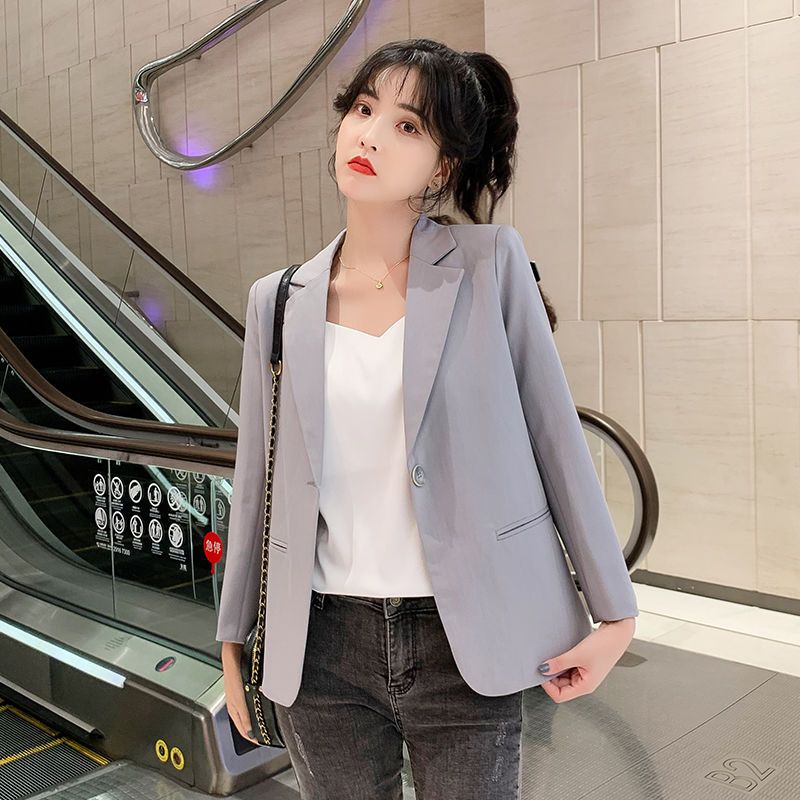 Black suit jacket female spring and autumn  new high-end small temperament design sense niche casual suit