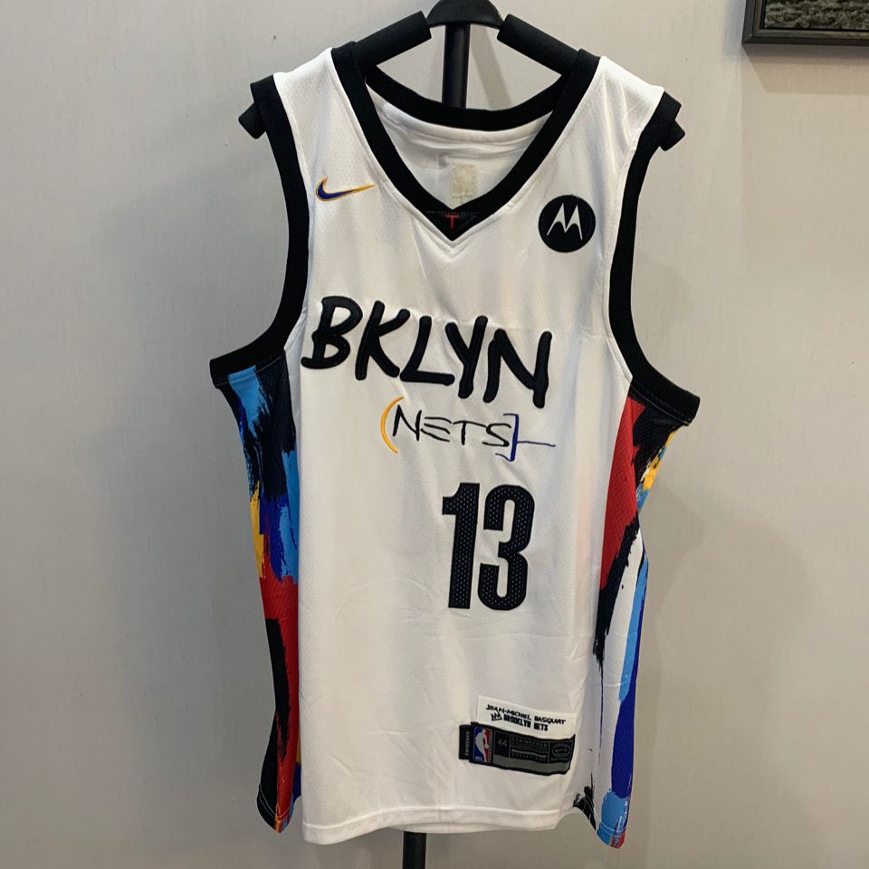 哈登篮网球衣城市版harden 13号登哥布鲁克林涂鸦版刺绣篮球服男