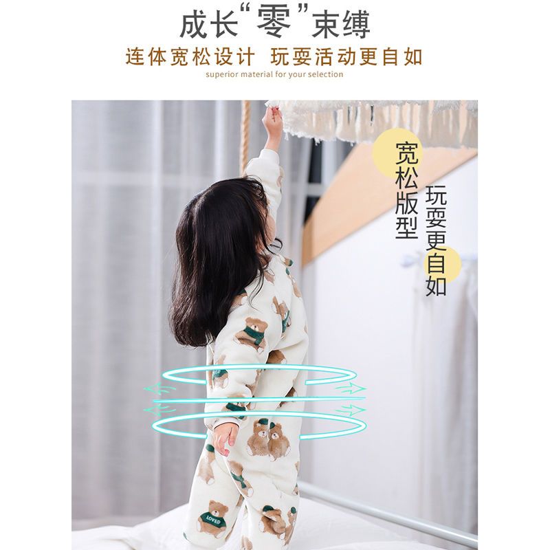  new children's flannel sleeping bag autumn and winter plus velvet thick anti-kick quilt boys and girls baby baby pajamas