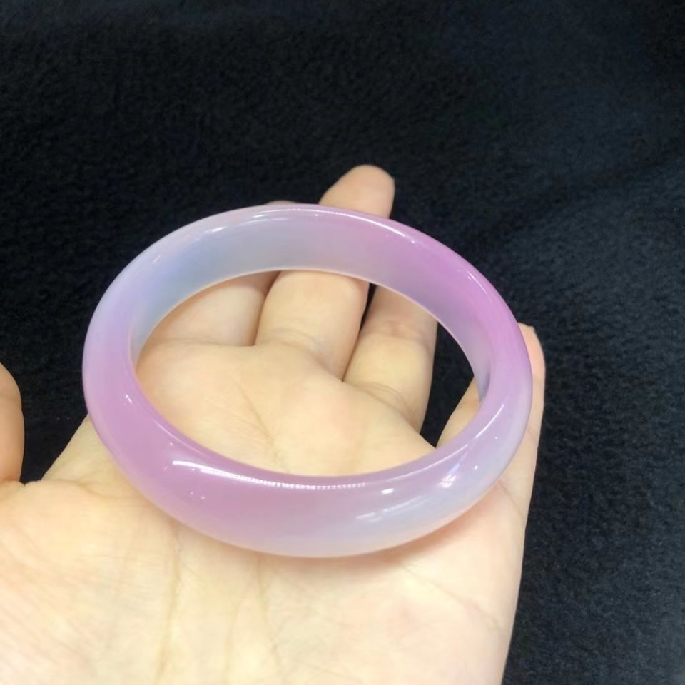 送证书天然冰种粉玉髓手镯玛瑙少女旺夫款粉色玉石正品冰种送女友