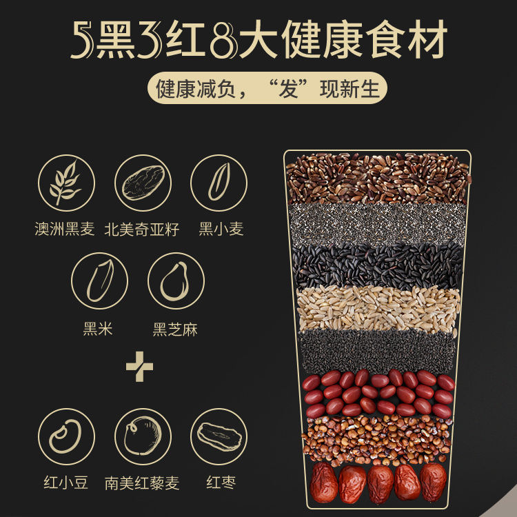 75693-【马龙代言】好麦多五黑纯燕麦片奇亚籽谷物营养早餐冲饮代餐饱腹-详情图
