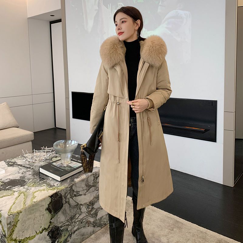 2021新款派克服可拆卸獭兔内胆狐狸毛领女士皮草外套中长款真毛冬