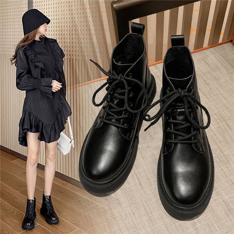 zhr马丁靴鞋子女2022新款系带靴子切尔西靴英伦风马丁靴女ins百搭