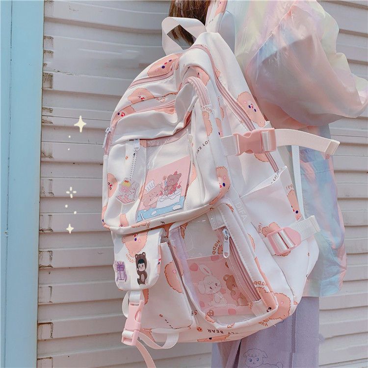 韩国ins风可爱小熊高中学生双肩包 日系原宿百搭软妹书包少女背包