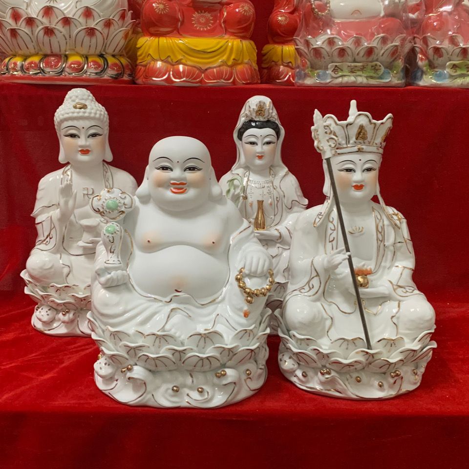 陶瓷玉瓷全堂佛如来佛祖观音菩萨地藏王弥勒佛居家供奉佛像摆件