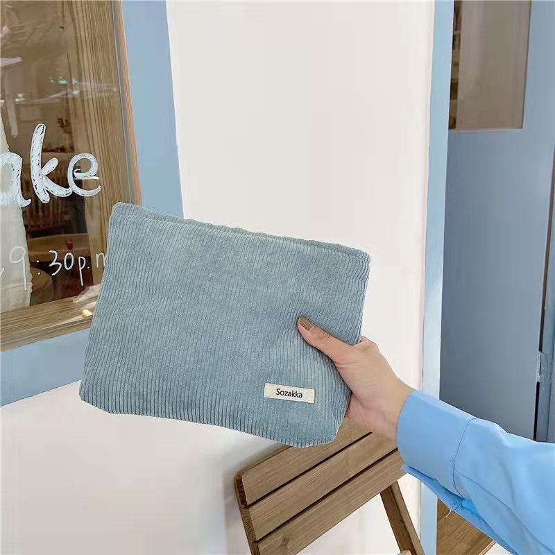 Cosmetic bag female portable go out with a sense of luxury Korean version of the retro corduroy pencil bag mobile phone coin purse storage bag