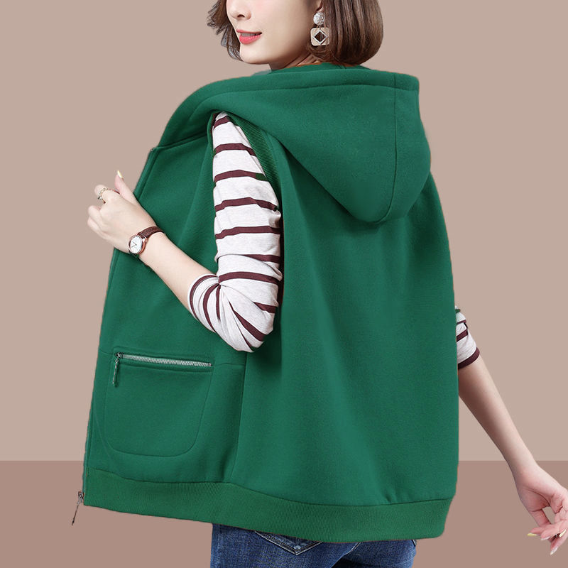 Casual Hooded Short Vest Women 2023 Spring and Autumn New Korean Style Loose Large Size Fashion Vest Short Coat Trendy
