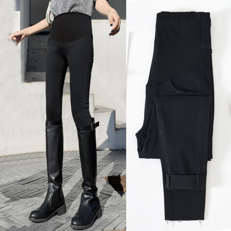 Xie Pregnancy Jiao Maternity Jeans Spring and Summer  New Outerwear Fashionable Autumn and Winter Trendy Mom Bottoming Belly Support Nine-Point Pants