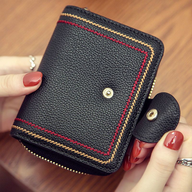 2022 new European and American fashion small wallet short female anti-theft multi-card card holder soft leather wallet coin purse